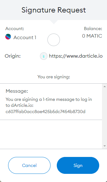 Sign-in Transaction on dArticle.io